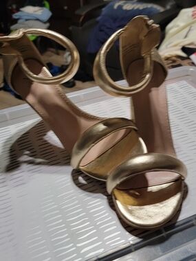 Gold Ankle-Strap Women's Sandals